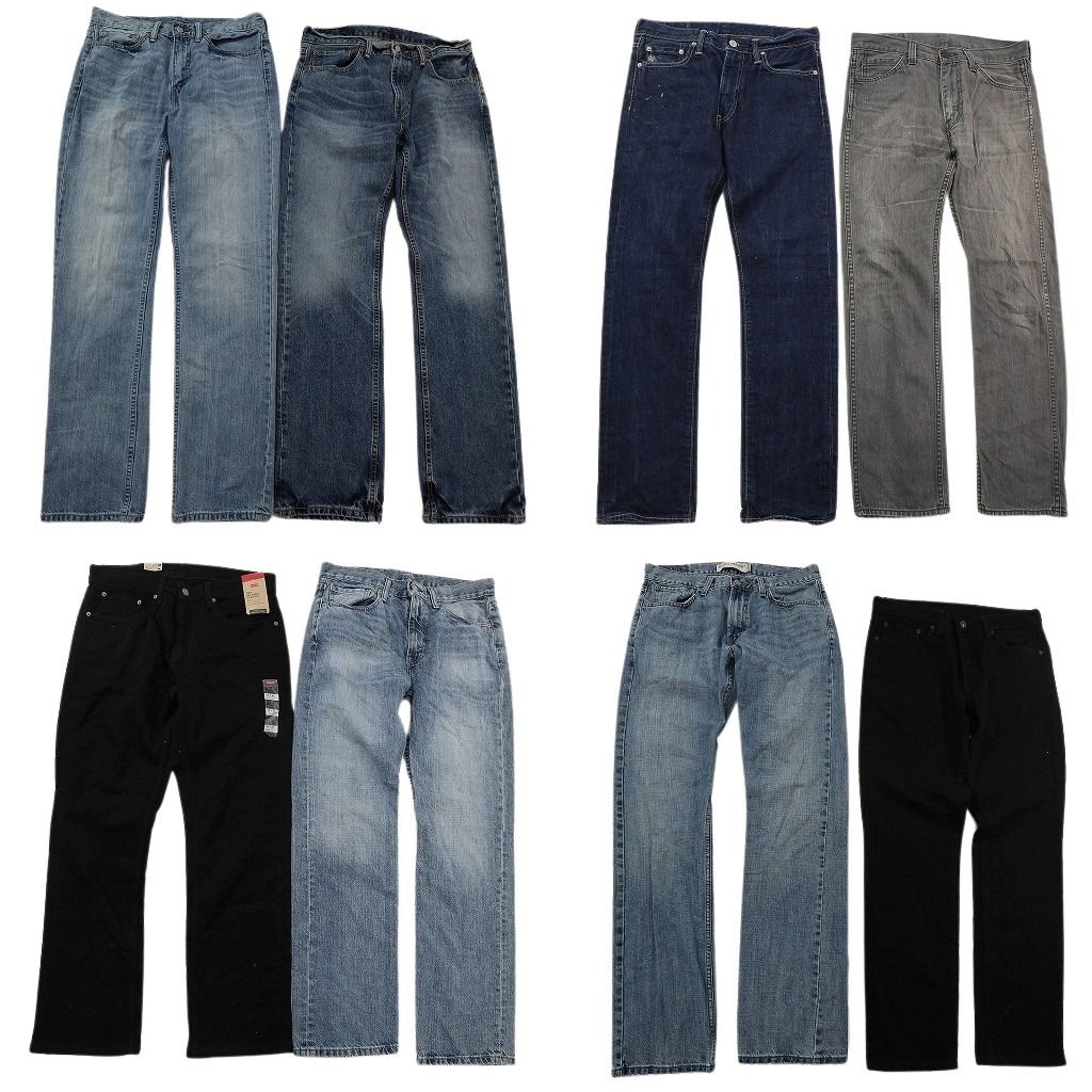古着卸 まとめ売り リーバイス 品番MIX デニムパンツ 8枚セット ( メンズ 32 ) 514 559 ブラックデニム 中古 古着 NF4191