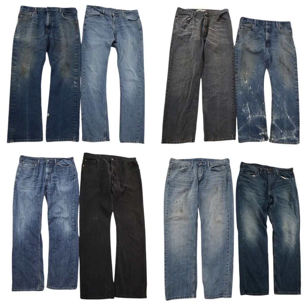 古着卸 まとめ売り リーバイス 品番MIX デニムパンツ 8枚セット ( メンズ 36 ) 517 559 514 ブラックデニム 中古 古着 NF4199
