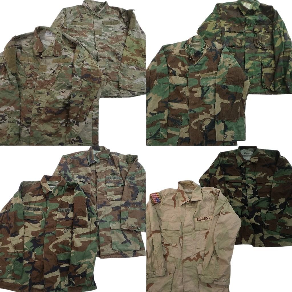 古着卸 まとめ売り ミリタリー フィールドジャケット 8枚セット ( メンズ M ) ARMY BDUジャケット デザートカモ ウッドランド 中古 NF4206