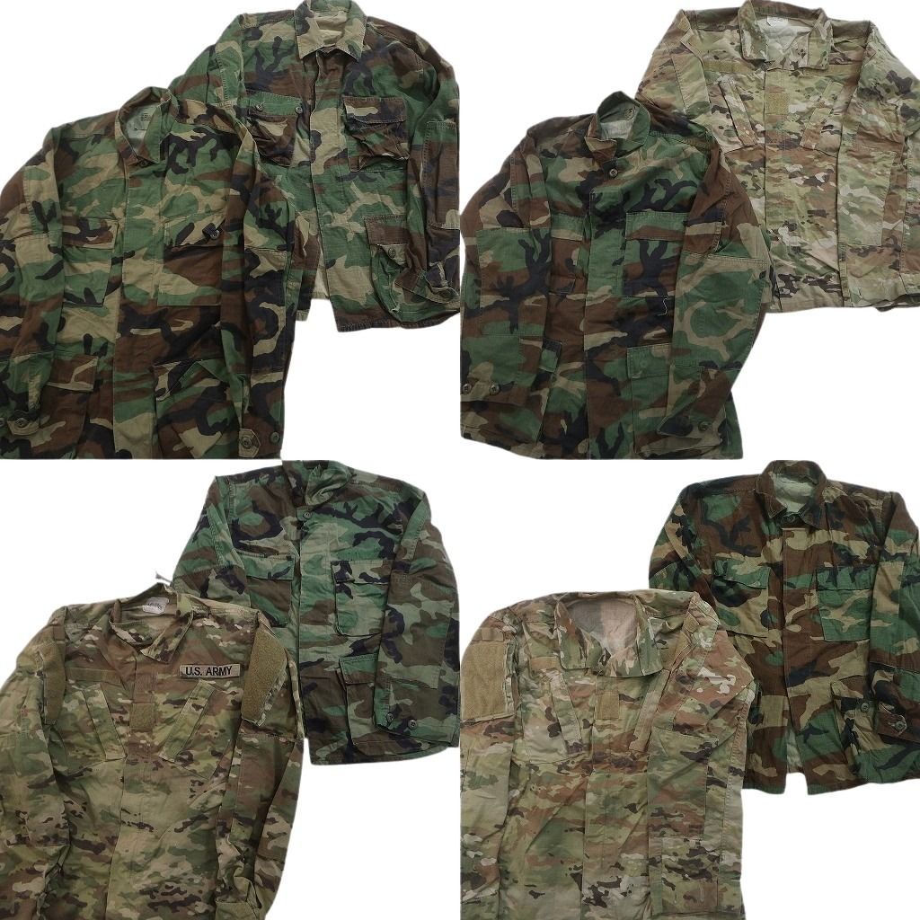 古着卸 まとめ売り ミリタリー フィールドジャケット 8枚セット ( メンズ S ) BDUジャケット ARMY マルチカム ウッドランド 中古 NF4211