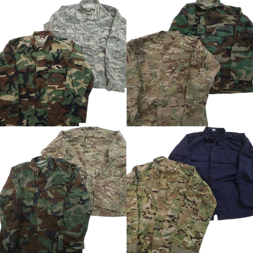 古着卸 まとめ売り ミリタリー フィールドジャケット 8枚セット ( メンズ L ) ネイビー ARMY デジカモ マルチカム 中古 古着 NF4215