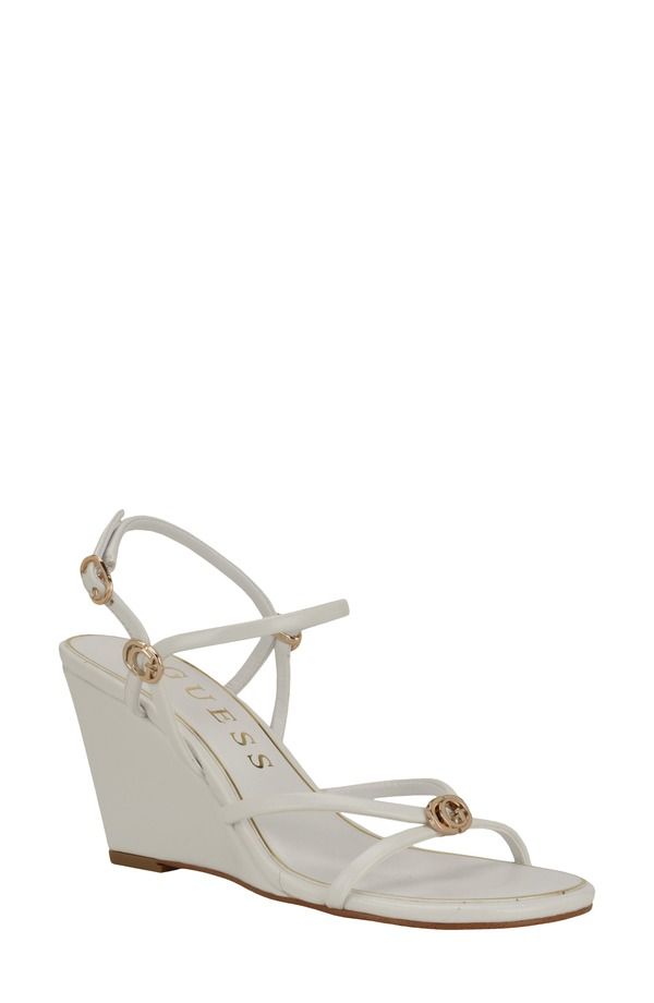 ゲス レディース シューズ ヒール サンダル GUESS Devve Slingback Wedge Sandal White ホワイト