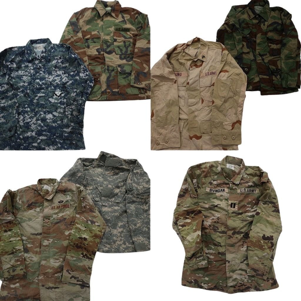 古着卸 まとめ売り ミリタリー フィールドジャケット 7枚セット ( メンズ XS/S ) ARMY AIRFORCE NAVY ブルー デジカモ 中古 古着 NF4244