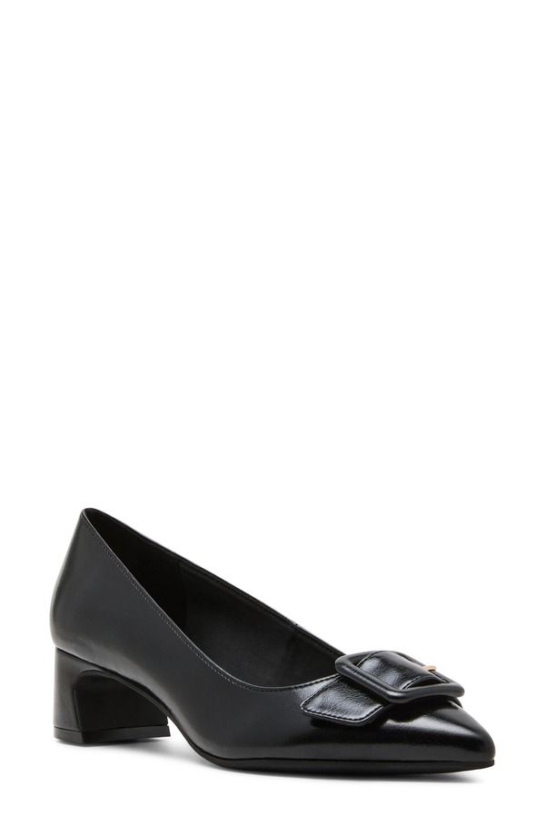アンクライン レディース シューズ パンプス Anne Klein Senara Buckle Pointed Toe Pump Black Crinkle ブラック