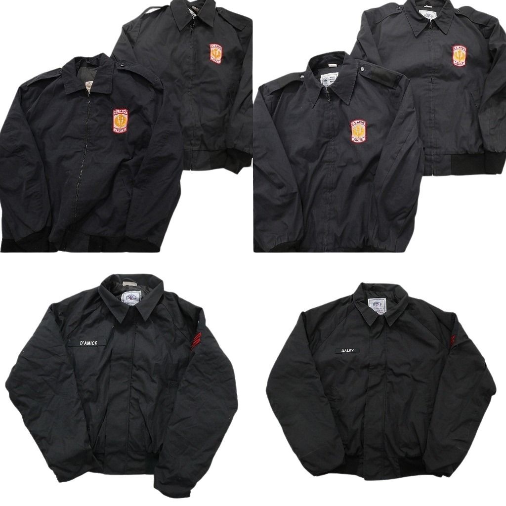 古着卸 ミリタリー ライトウェイトジャケット 6枚セット ( メンズ S/M/L/2XL ) ブラック 比翼 ARMY 無地 エポレット 中古 古着 NF4248