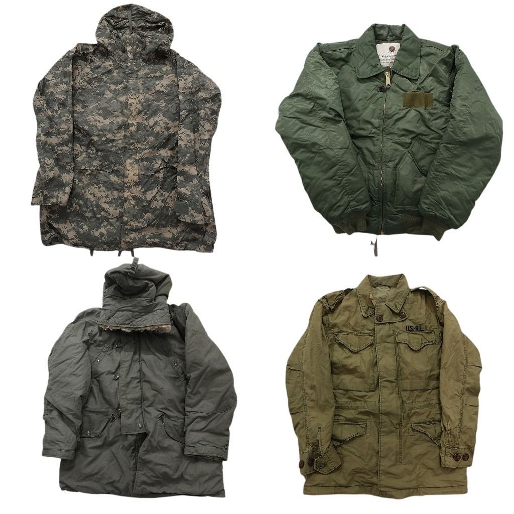 古着卸 まとめ売り ミリタリー ジャケット 4枚セット ( メンズ XS/S ) フーディー ブルゾン デジカモ 無地 中古 古着 NF4255