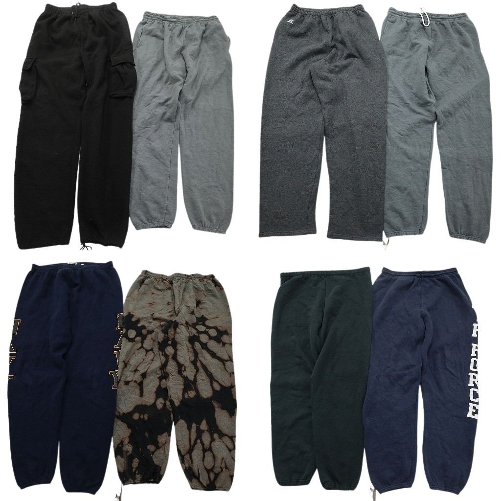 古着卸 まとめ売り スウェット パンツ 8枚セット ( メンズ L ) ネイビー タイダイ柄 NAVY ラッセル カーゴ 中古 古着 NF4257