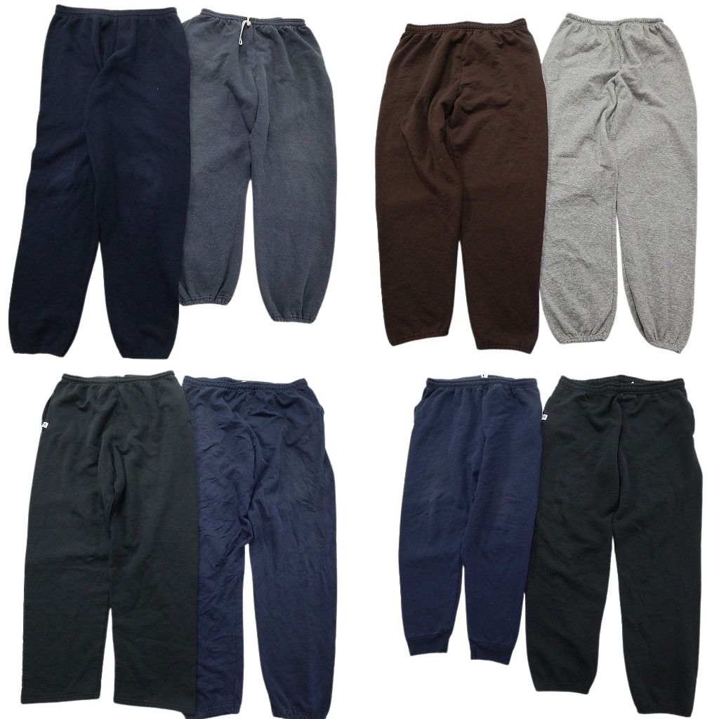 古着卸 まとめ売り スウェット パンツ 8枚セット ( メンズ XL ) ラッセル ブラック ネイビー ジョガー 中古 古着 NF4258