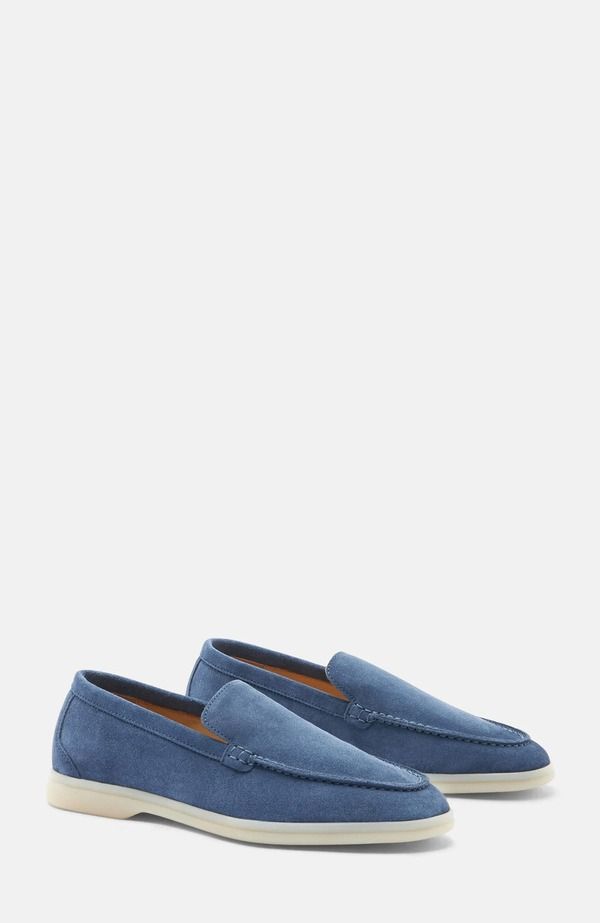 スカロッソ レディース シューズ スリッポン・ローファー SCAROSSO Ludovica Loafersteel Blue Suede ブルー
