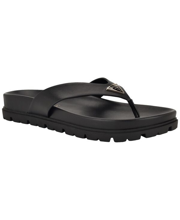 ゲス レディース シューズ スリッポン・ローファー サンダル GUESS Womens Davelle Thong SlipOn Lug Sole Sandals Black ブラック