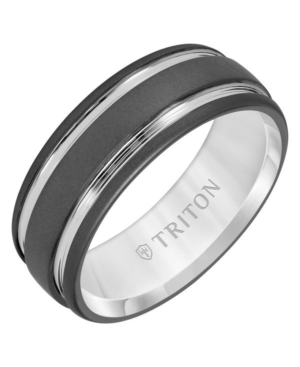 トリトン レディース アクセサリー 指輪 Triton 8MM Tungsten Carbide Ring with Raised Groove Design and Sandblast Finish