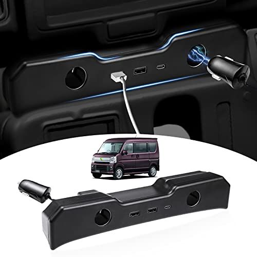 GIMUYA スズキ エブリイ バン DA17V エブリイワゴン DA17W 増設電源ユニット EVERY 増設ソケット シガーソケットx2、QC3.0USBポートx2、Type-C PDボートx1 同時充電 増設用キット カスタムパーツ 2 f11c2a1a