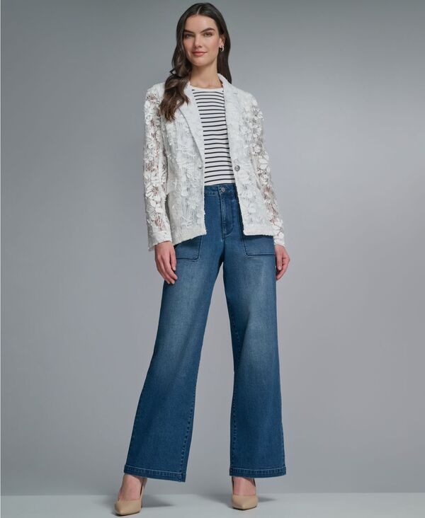 カール ラガーフェルド レディース アウター ジャケット・ブルゾン フラワー柄 ブレザー レース フラワー KARLAGERFELD PARIS Womens Floralace Blazer Sof