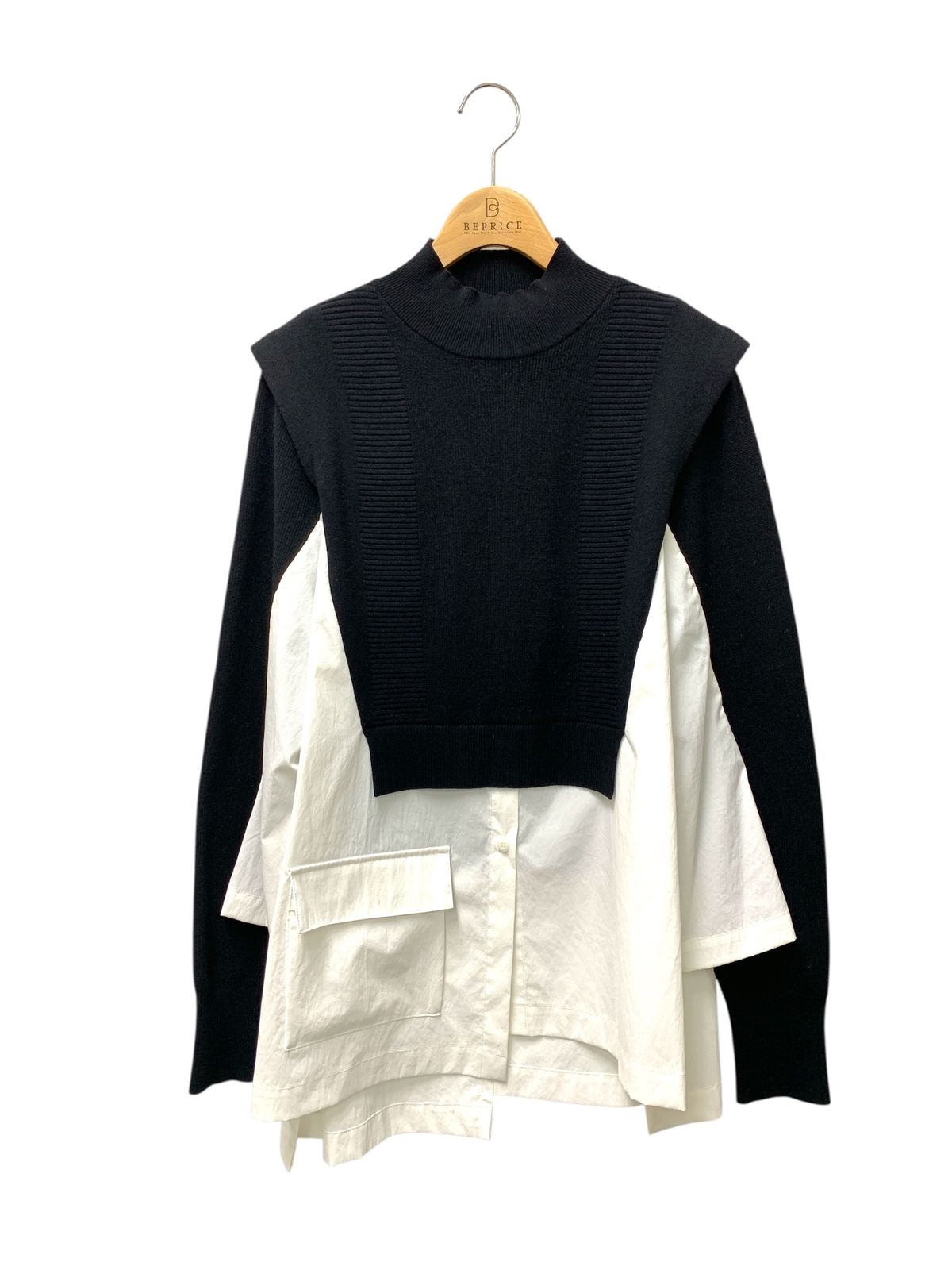 アンスリード Pocket shirt docking knit 522412600201-01 F ブラック 24aw IT6W0008ESR0