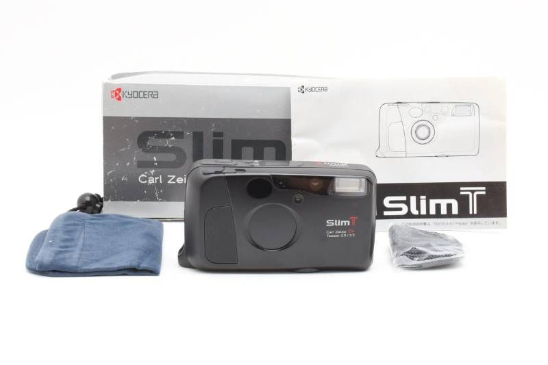実用光学美品 箱あり希少 Kyocera 京セラ SlimT CarlZeiss T* Tessar 3.5/35 コンパクトフィルムカメラ #4240-1