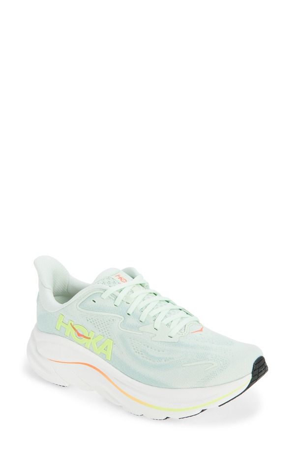 ホカオネオネ レディース シューズ スニーカー HOKA Clifton 10 Running Shoe Sea Glass Neon Flame