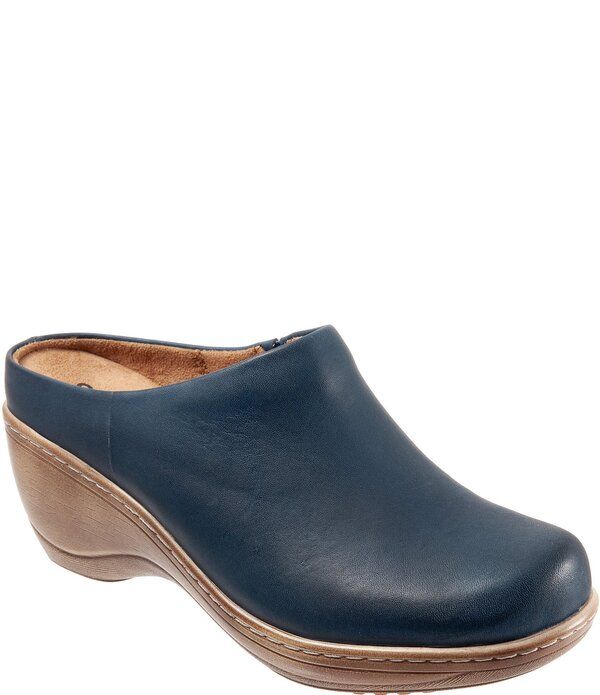 ソフトウォーク レディース シューズ サンダル レザー SoftWalk Madison Leather Clogs Navy ネイビー