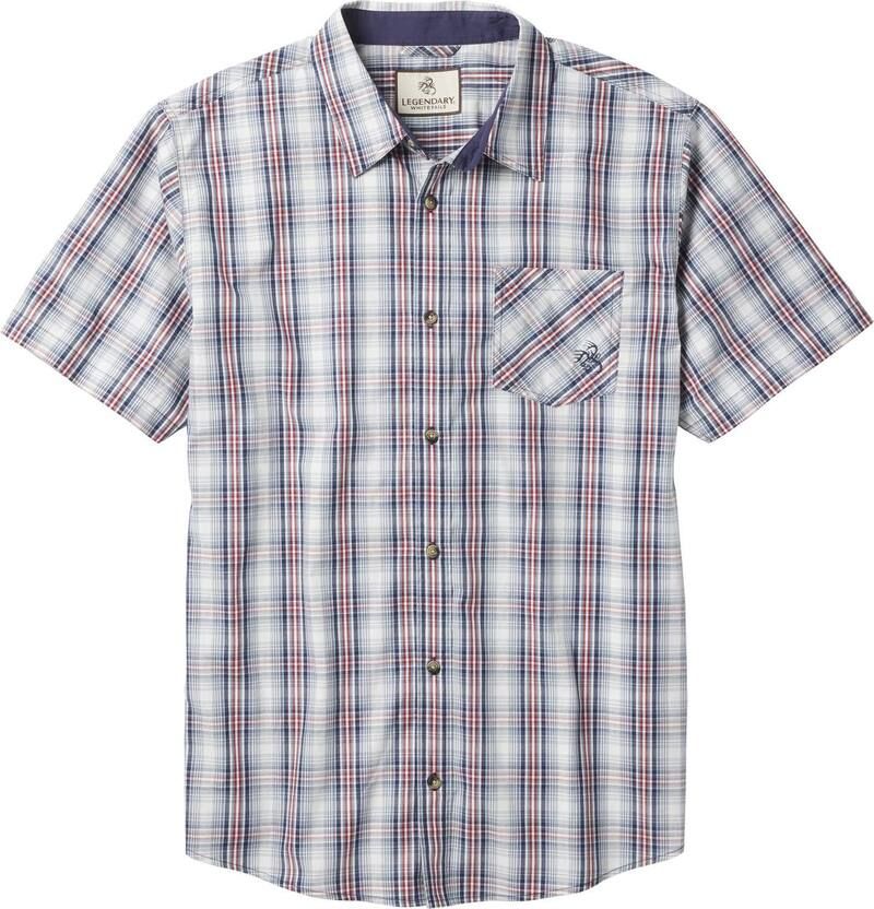 レジェンダリーホワイトテイルズ レディース トップス Tシャツ Mens Legendary Whitetails Poplin Short Sleeve Button Up Shirt Stone