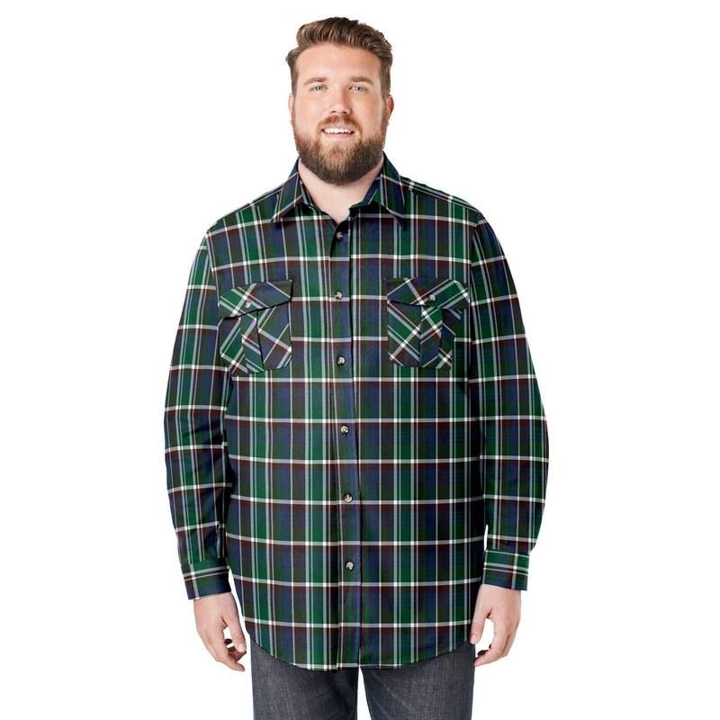 キングサイズ レディース トップス Tシャツ トール KingSize Mens Big Tall Signature Plaid Flannel Shirt Hunter Plaid チェック