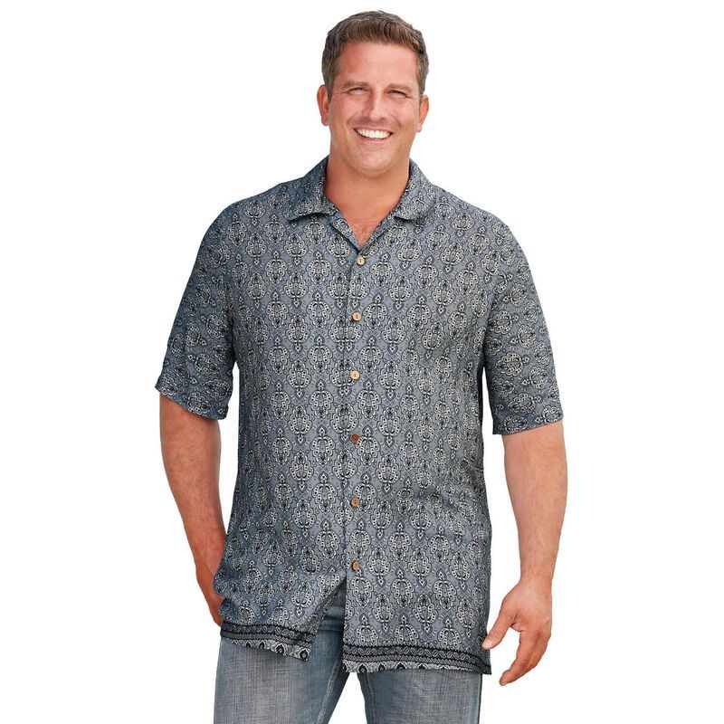 キングサイズ レディース トップス Tシャツ プリントール KingSize Mens Big Tall Printed Camp Shirt Grey Paisley グレー