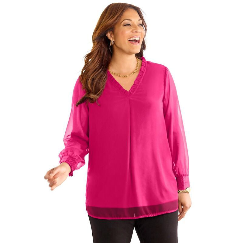 キャサリンズ レディース トップス シャツ プラスサイズ プチ ブラウス Catherines Womens Plusize Petite The Graceful Muse Blouse Cherr