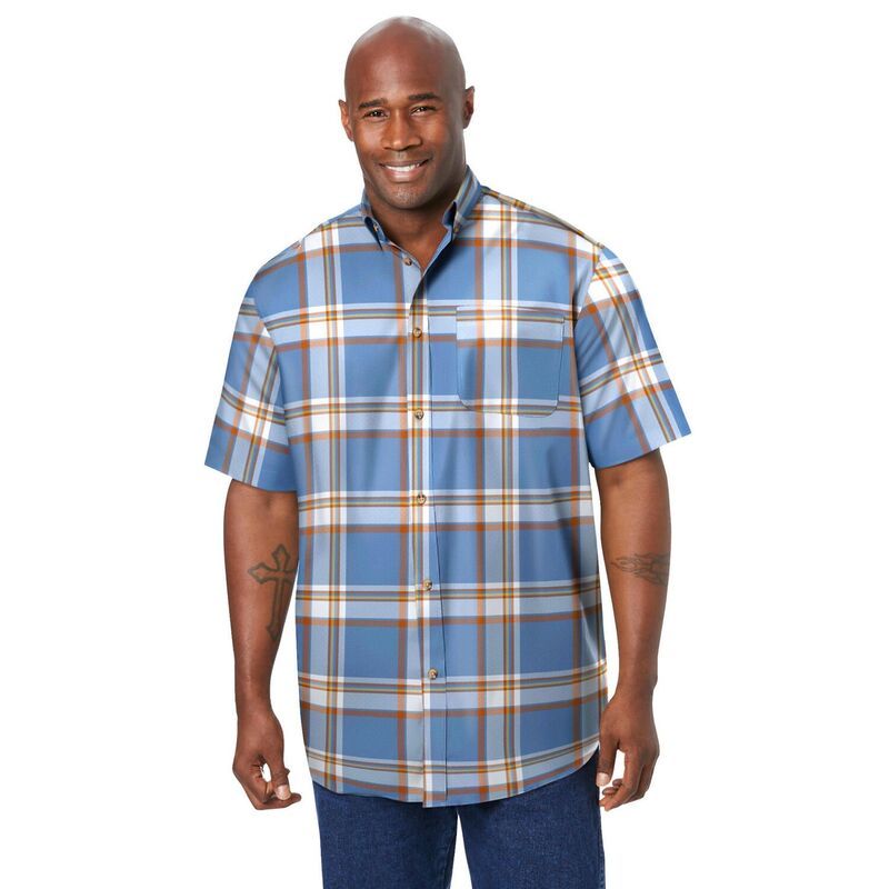 キングサイズ レディース トップス Tシャツ トール KingSize Mens Big Tall Short Sleeve WrinkleFree Sport Shirt Dusty Blue Pl