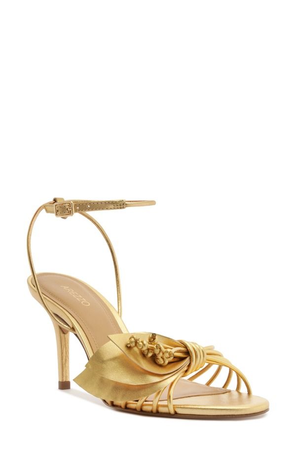 アレッツォ レディース シューズ ヒール サンダル アンクル Arezzo Viola High Ankle Strap Sandal Ouro