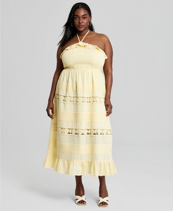 アンドノウディス レディース トップス ワンピース コットン レース マキシ And Now This Womens Cotton LaceDetail Fit Flare Maxi Dress Ma