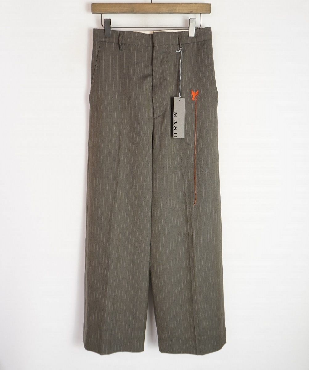 美品 26SS MASU エムエーエスユー M26U6PL001 RED ANGEL WIDE TROUSERS ワイド トラウザー スラックス パンツ サイズ42 灰4018Q♪