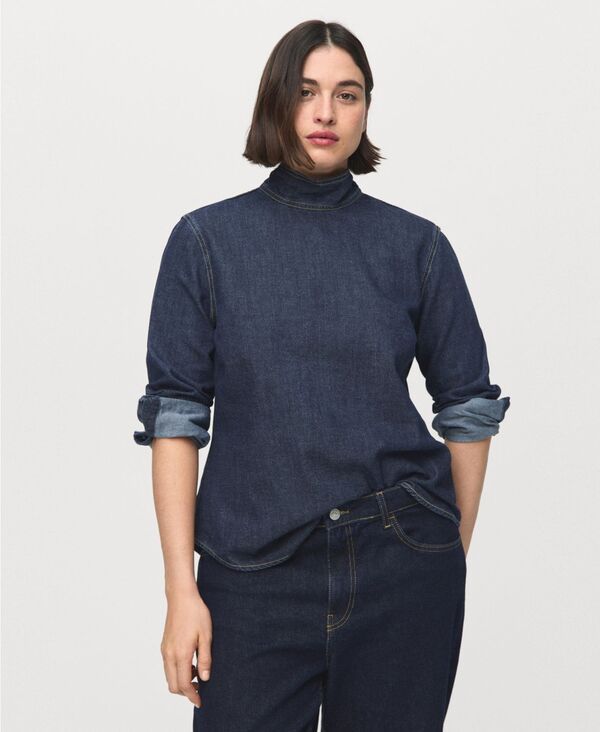 マンゴ レディース トップス シャツ タイディテール デニム MANGO Womens Tie Detail Denim Shirt Dark Blue ブルー