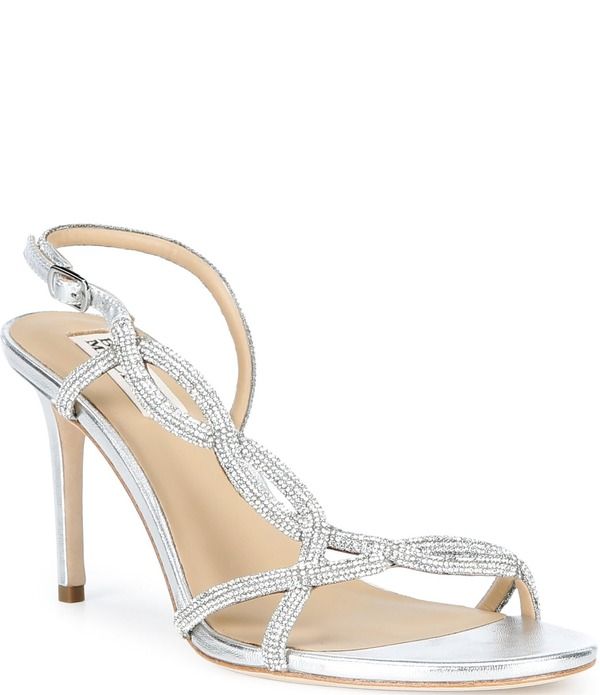 バッジェリーミシュカ レディース シューズ サンダル Badgley Mischka Yulissa Embellished Strappy Stiletto Dressandal silver Me