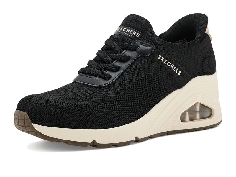 スケッチャーズ レディース シューズ スニーカー ニット Skechers Uno Wedge Slip N Knit Hands Free SlipIns Black ブラック