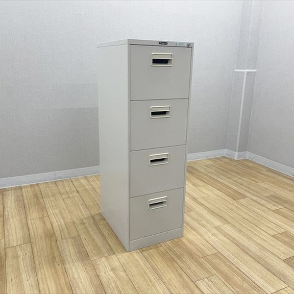 ファイリングキャビネット 4段 A4対応 書類収納 スチールキャビネット 引き出し オフィス収納 レターケース オカムラ ライトスモーク