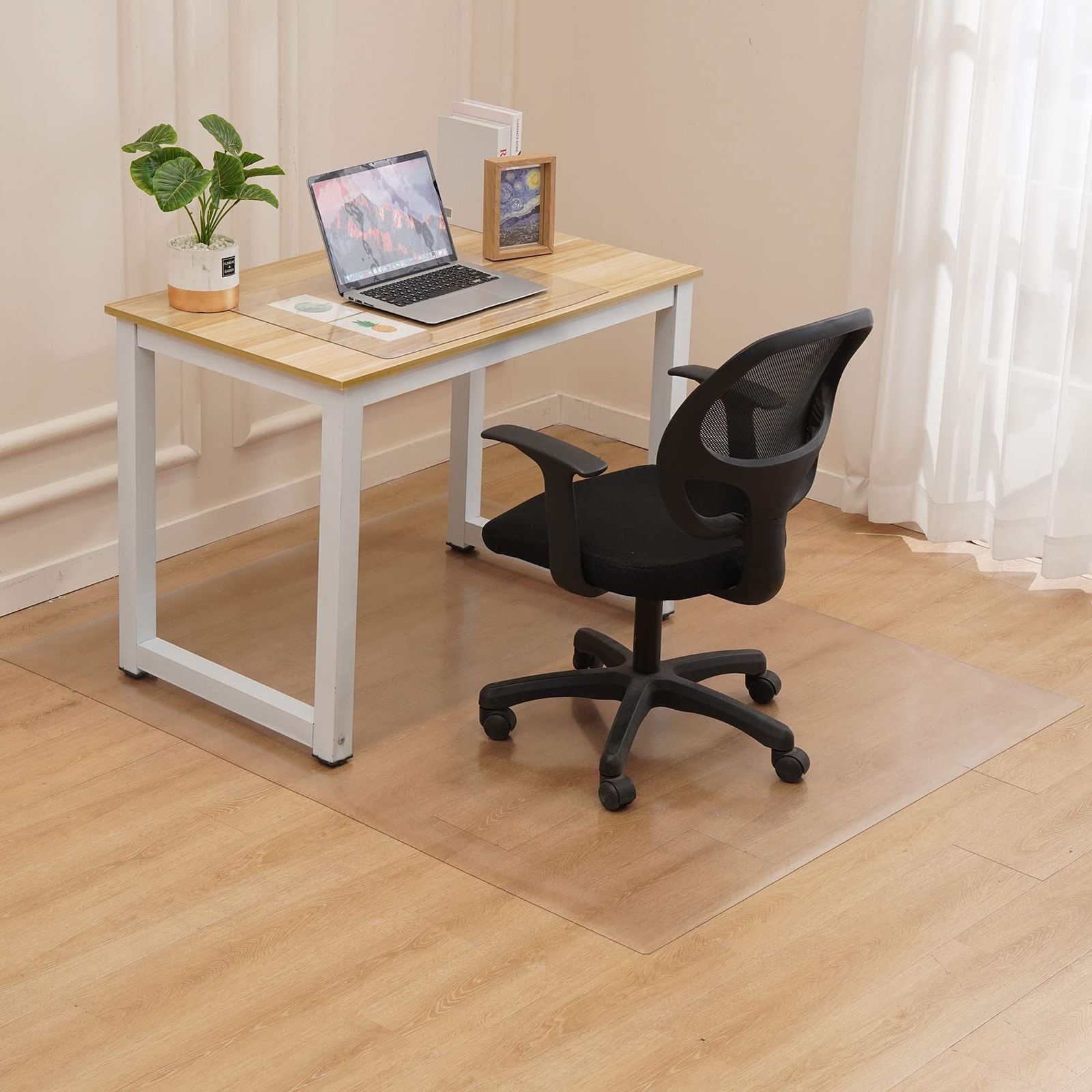 新品 Yueboa チェアマット エンボス加工 透明 130×160cm クリア 床保護マット 厚み2mm PVC カーペットプロテクターマット 大型デスク足元マット テーブルマット 床傷防止 特大サイズ オフィス/食卓/フロア/畳/机下/椅子/床暖房対応 (
