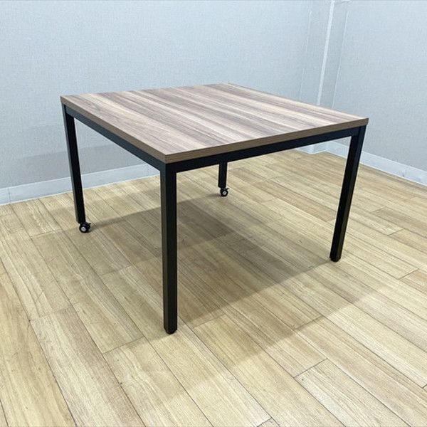 ミーティングテーブル 完成品 角テーブル キャスター付 オフィステーブル ワークテーブル 長机 机 会議用 W1000 D1000 ダークブラウン