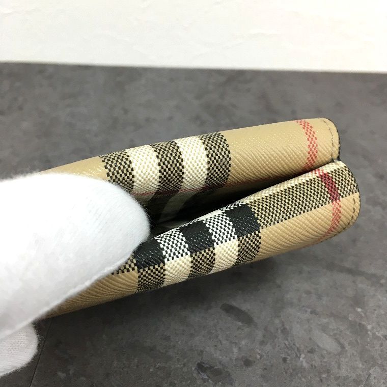 極美品 BURBERRY ヴィンテージチェック 三つ折り財布 ベージュ 302 