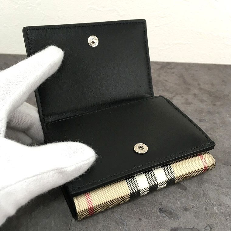 極美品 BURBERRY ヴィンテージチェック 三つ折り財布 ベージュ 302 