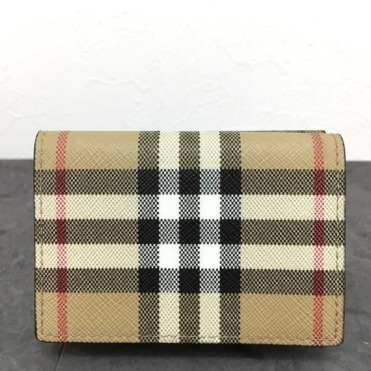 極美品 BURBERRY ヴィンテージチェック 三つ折り財布 ベージュ 302