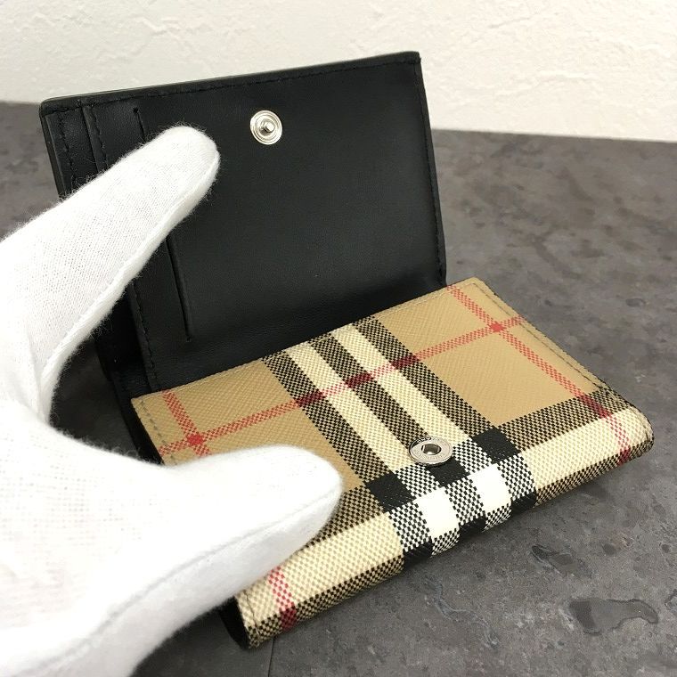 極美品 BURBERRY ヴィンテージチェック 三つ折り財布 ベージュ 302 