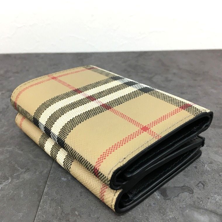 極美品 BURBERRY ヴィンテージチェック 三つ折り財布 ベージュ 302 