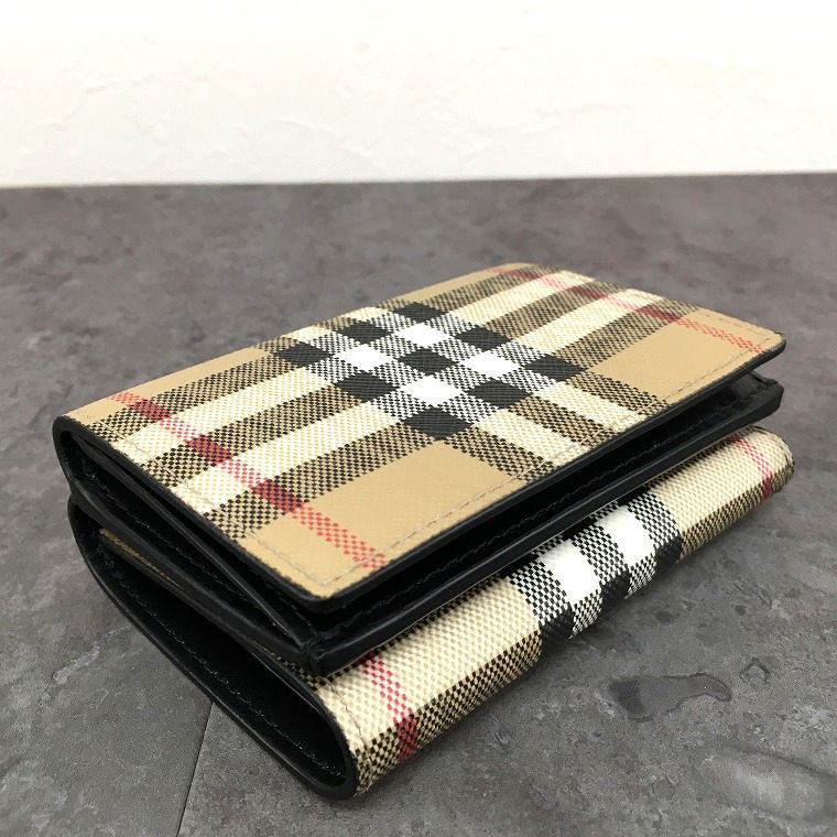 極美品 BURBERRY ヴィンテージチェック 三つ折り財布 ベージュ 302 