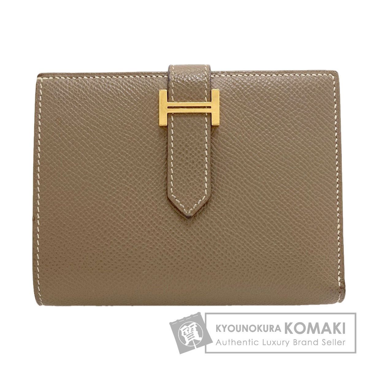 HERMES エルメス ベアンコンパクト エトープ ゴールド金具 二つ折り財布（小銭入れあり） エプソン レディース [中古]