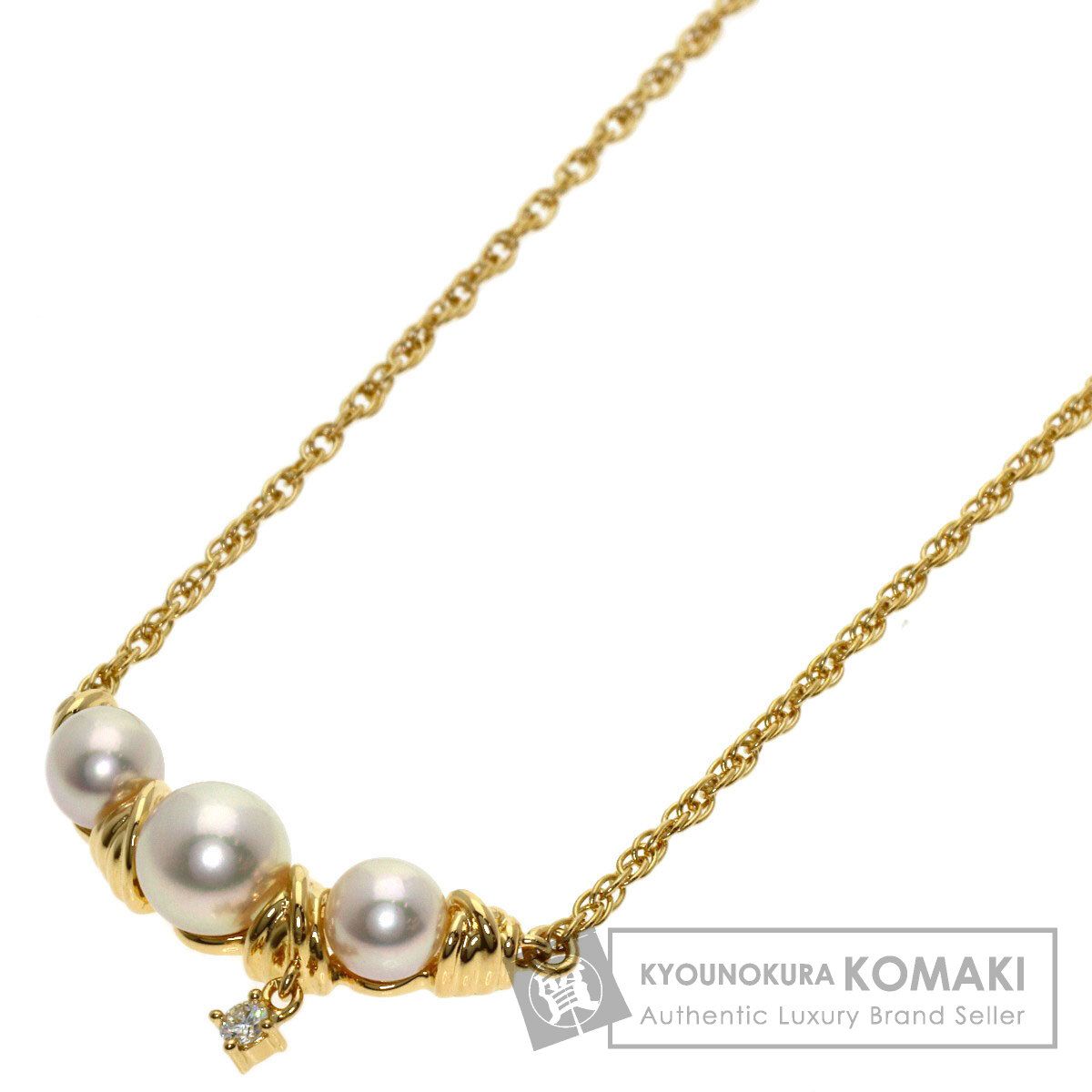 TASAKI タサキ パール 真珠 1P ダイヤモンド ネックレス K18YG レディース [中古]