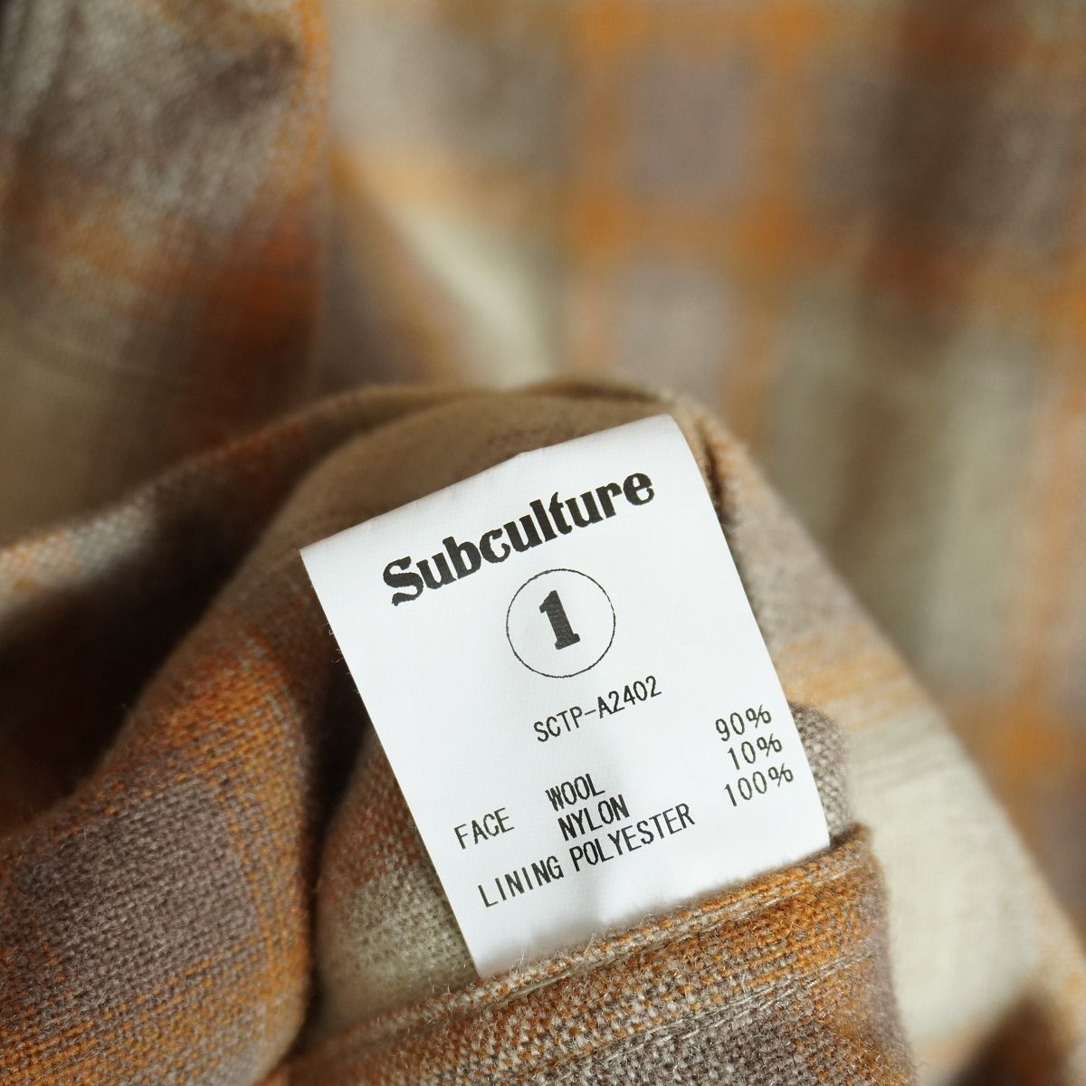 美品24AW SUBCULTURE サブカルチャー WOOL CHECK SHIRT 長袖 ウール
