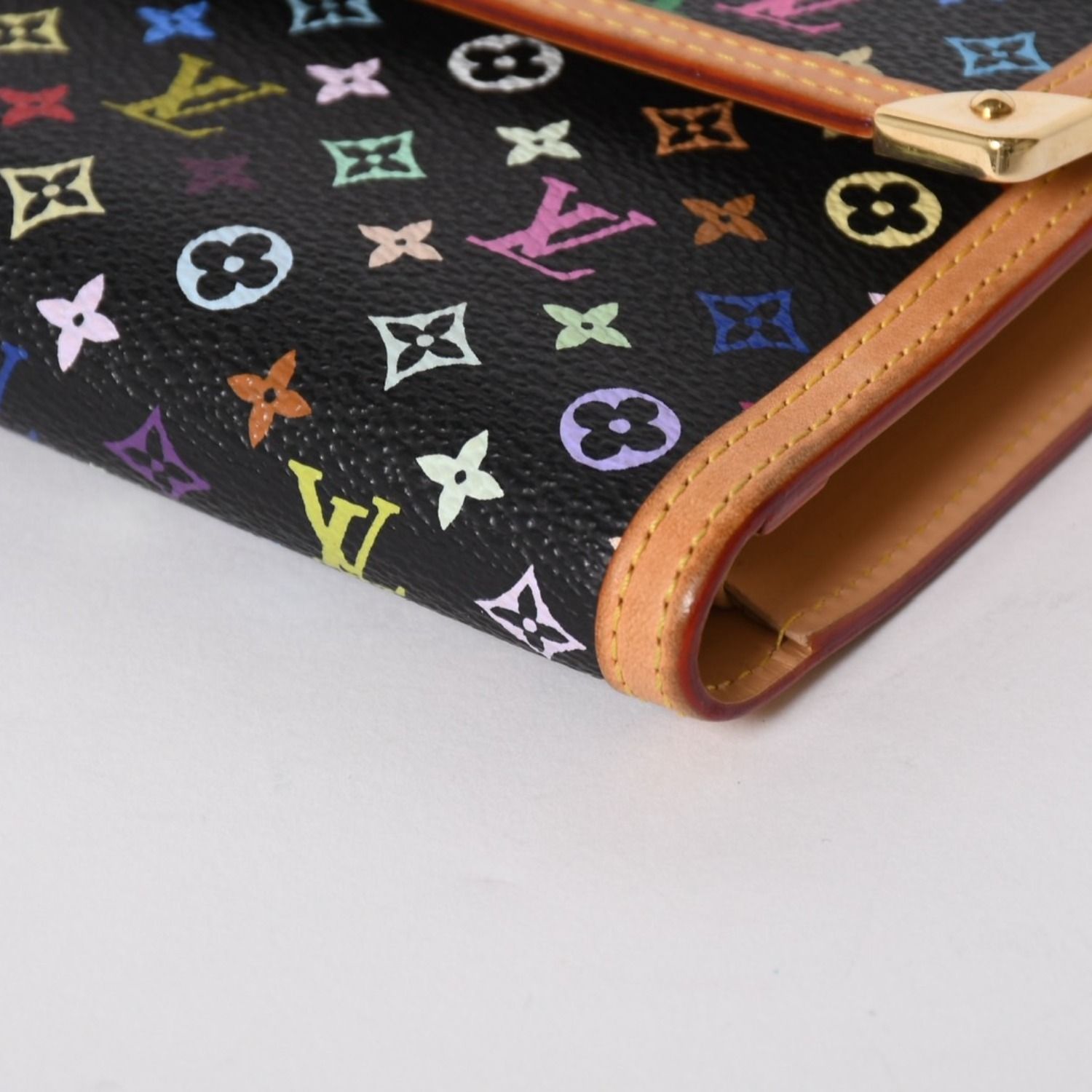 極美品 LOUIS VUITTON ルイヴィトン 三つ折り財布 モノグラム ブラック 