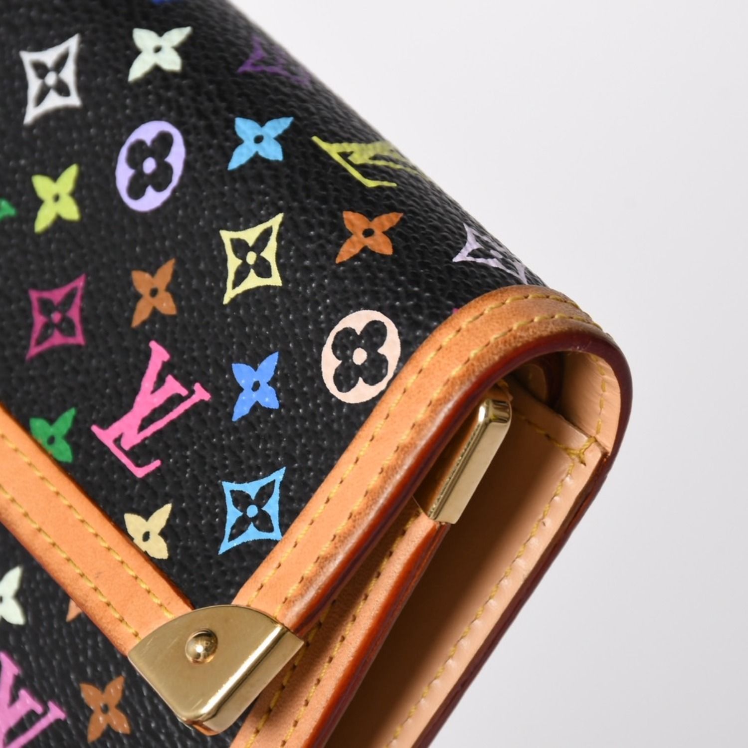 極美品 LOUIS VUITTON ルイヴィトン 三つ折り財布 モノグラム ブラック 