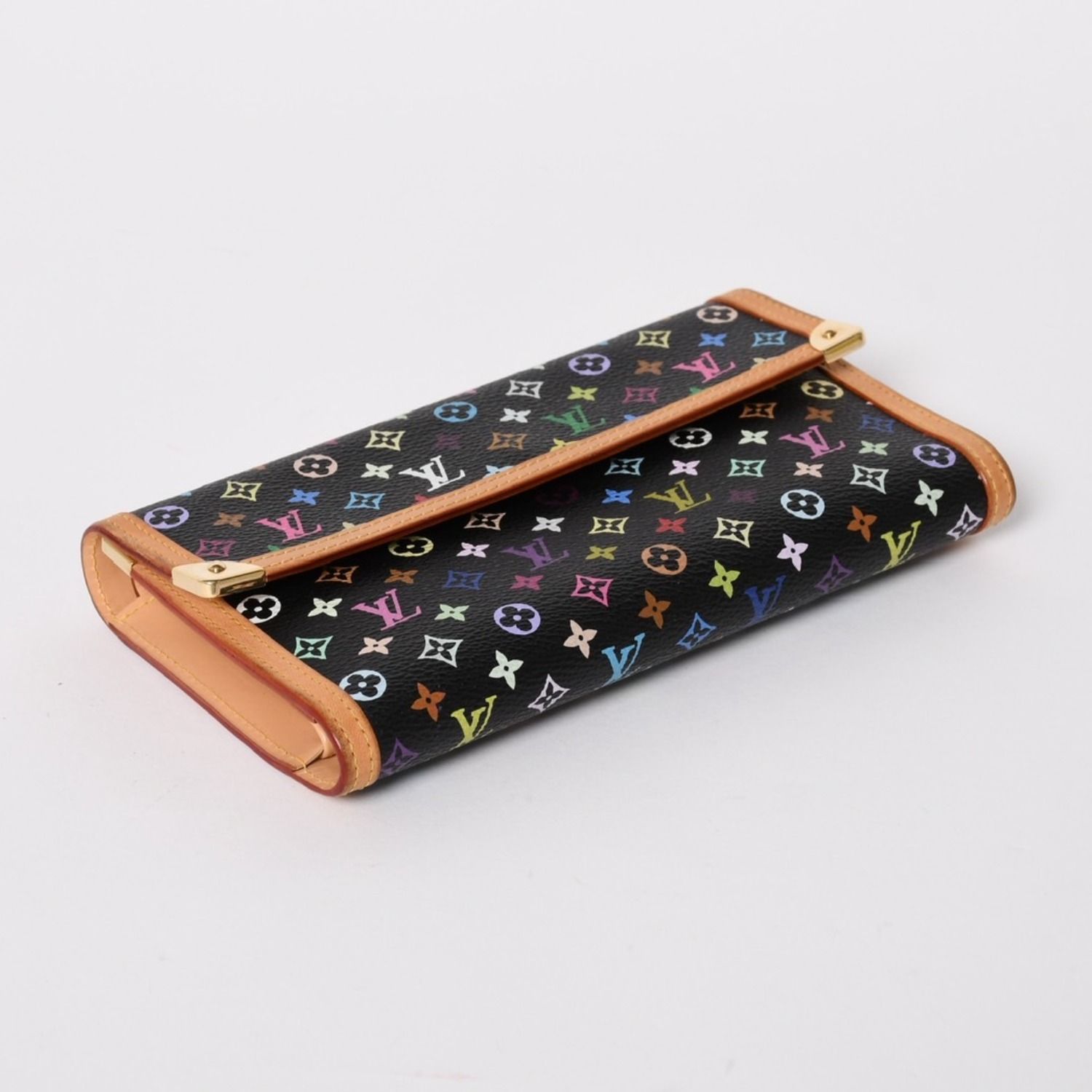 極美品 LOUIS VUITTON ルイヴィトン 三つ折り財布 モノグラム ブラック 
