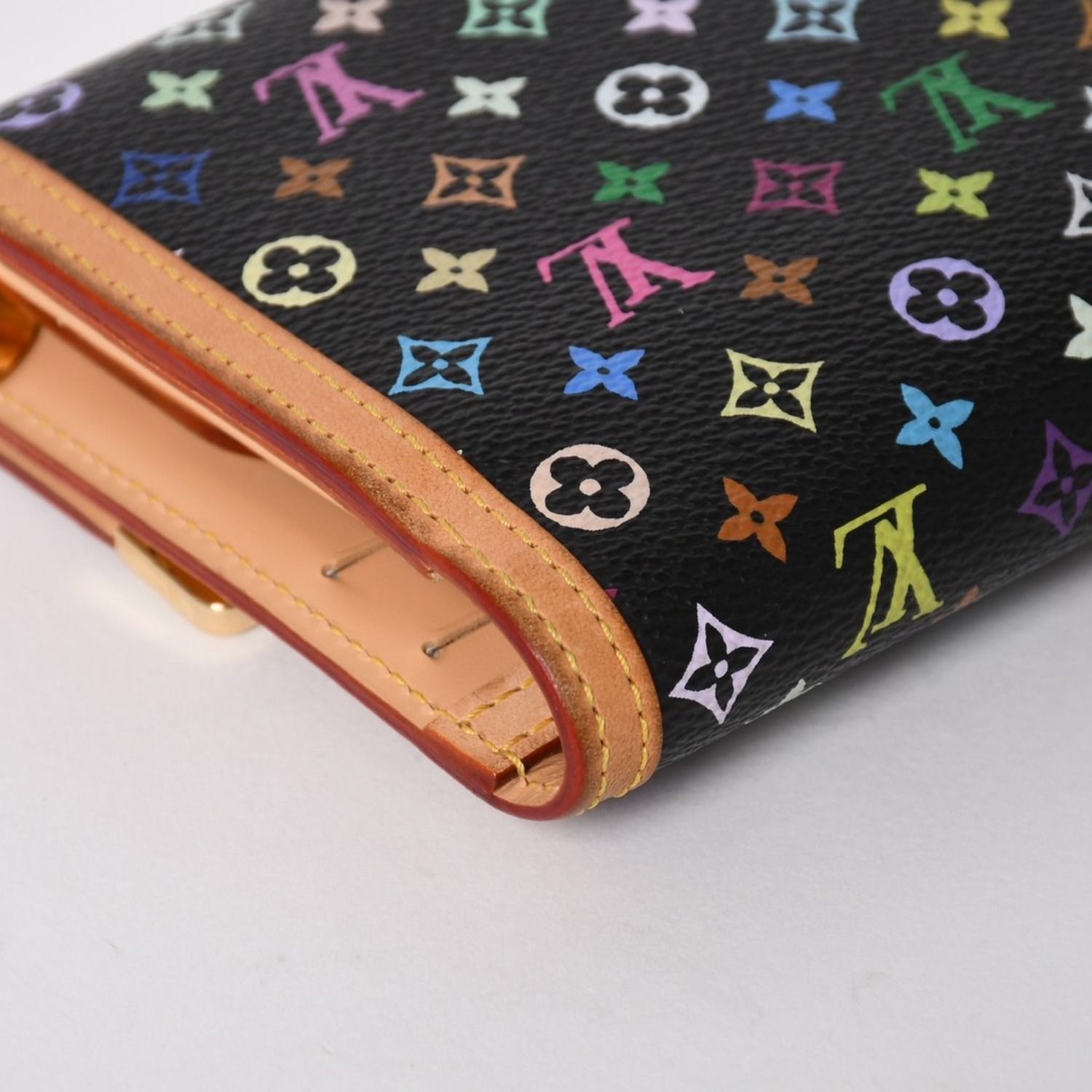 極美品 LOUIS VUITTON ルイヴィトン 三つ折り財布 モノグラム ブラック 
