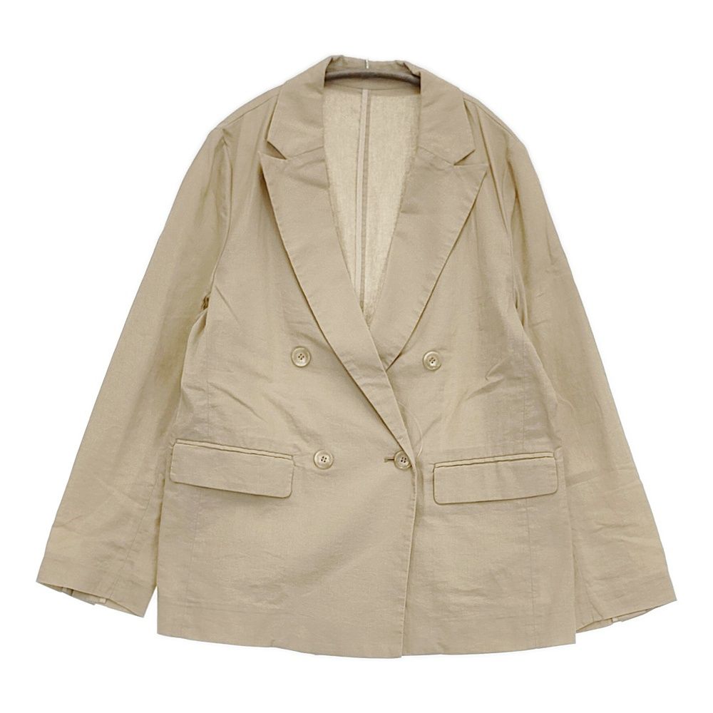 SLOBE IENA リネンコットンダブルブレストジャケット 定価19800円 テーラードジャケット 24SS ベージュ レディース スローブイエナ【中古】6-0612M♪