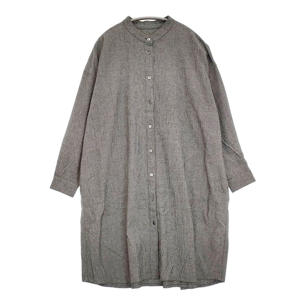 gungendo 綿絹 ワークワンピース 石見銀山 24500201 バンドカラーシャツドレス ワンピース グレー系 レディース 群言堂【中古】6-0612M♪